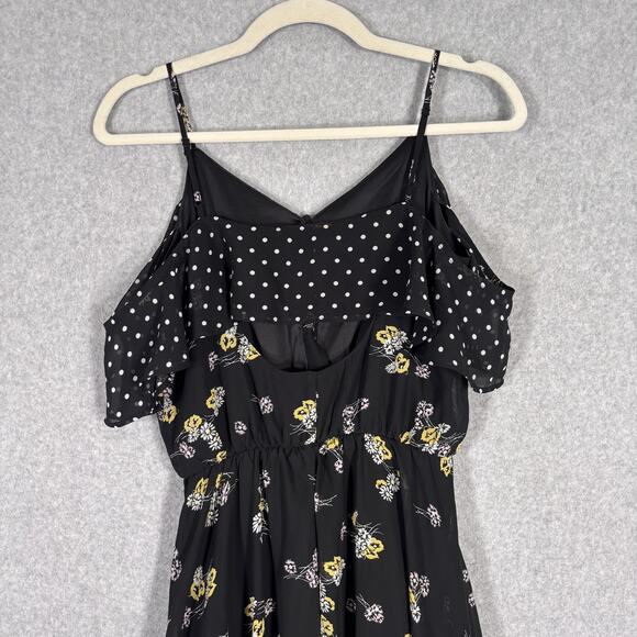 Maurices Fairy Coquette Y2K Dress XS Sheer Polka Dot Floral Asymmetric Babydoll - Picture 11 of 16